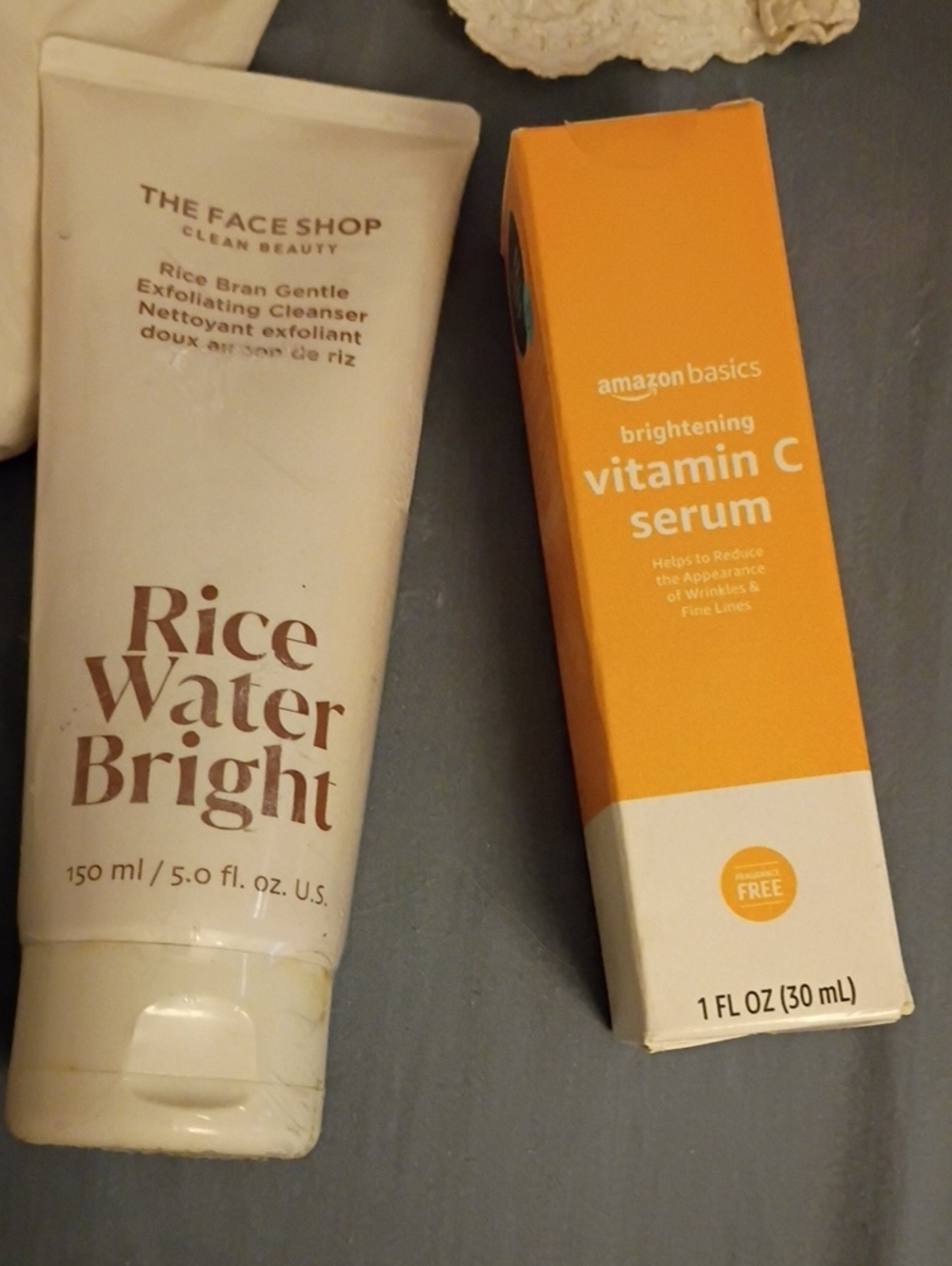 Rice Water Bright Gentle Exfoliating Cleanser & Vit C Serum NIB